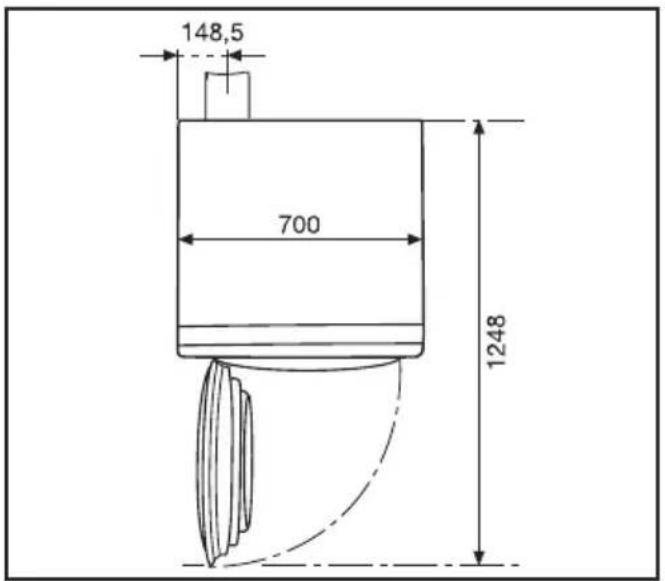 MIELE PT 5186 XL - Bemaßung Abluftanschluss - 1