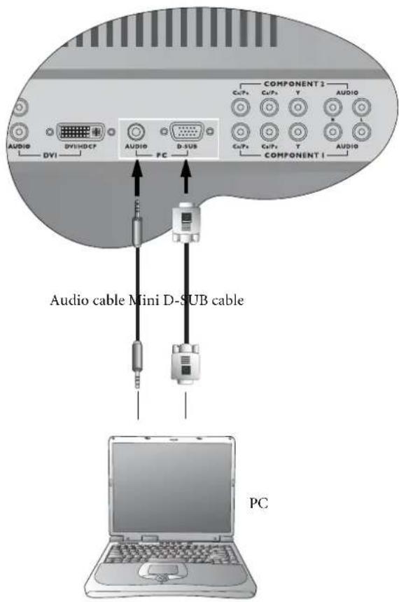 AUDIO DYI DV1HDCF AUDIO PC COMPONENT 1 Ca/Pa Ca/Pa Y AUDIO Ca/Pa Ca/Pa T COMPONENT 1 AUDIO Audio cable Mini D-SUB cable PC