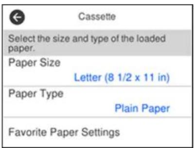 EPSON WorkForce ET-4750 - SelectingthePaperSettings-ControlPanel - 1