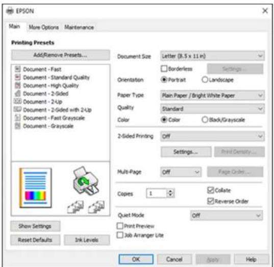 EPSON WorkForce ET-4750 - SelectingBasicPrintSettings-Windows - 1