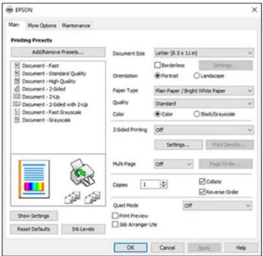 EPSON WorkForce ET-4750 - SelectingDefaultPrintSettings-Windows - 2