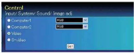 Control Input/ System/ Sound/ Image adj Computer1 FGB Computer2 FGB Video S-video Set