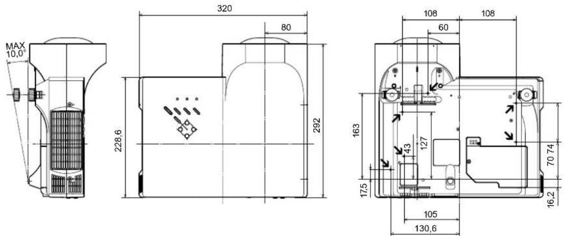 SANYO PLC-WXE46 - Abmessungen - 2