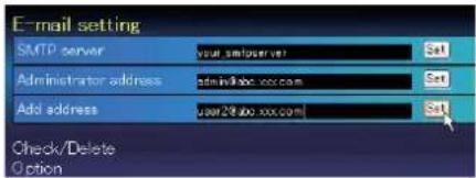 SANYO PLC-WXE46 - Registrieren und Löschen von E-Mailadressen - 1