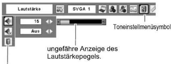 Lautstärke SVGA 1 15 Aus Toneinstellmenüsymbol ungefähre Anzeige des Lautstärkepegels.