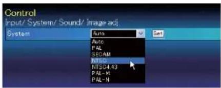 Control Input/ System/ Sound/ Image adj. System Auto Auto PAL SICAM PIDM MISD-43 PAL-N PAL-N