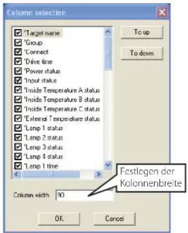 SANYO PLC-WXL46 - Ändern der Statuskolonnenbezeichnung - 1
