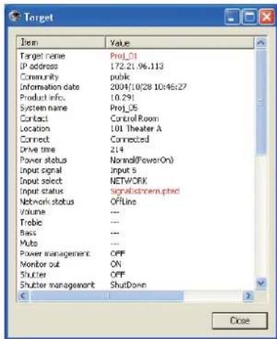 SANYO PLC-WXL46 - Anzeige der gesamten Statusinformationen eines Ziels - 1