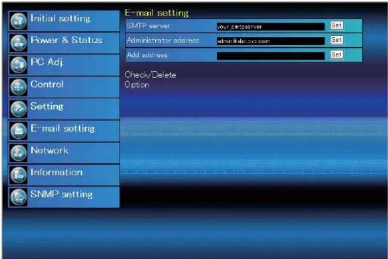 SANYO PLC-WXL46 - E-Mail-Einstellung - 1