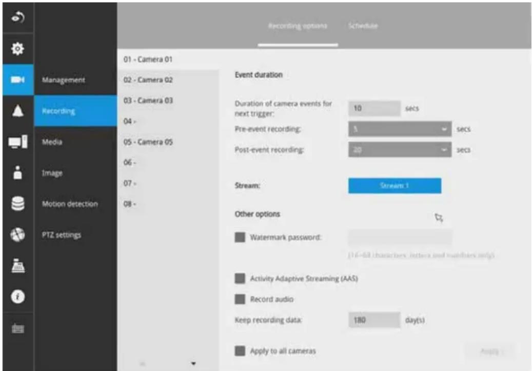 Vivotek ND8212W - Recording options - 3
