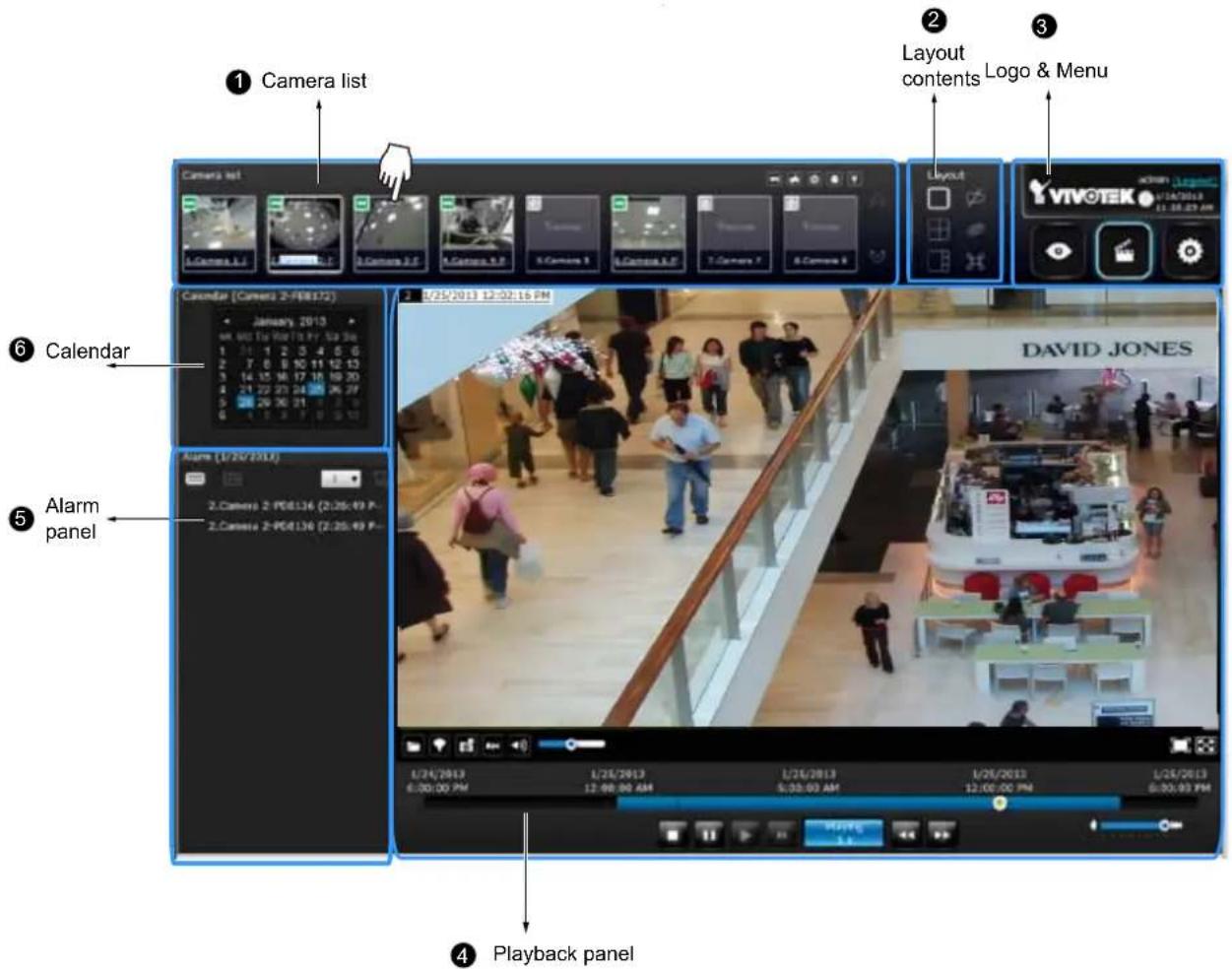 Vivotek ND8212W - 4-3. Graphical Layout and Screen Elements - Search recording clips - 1