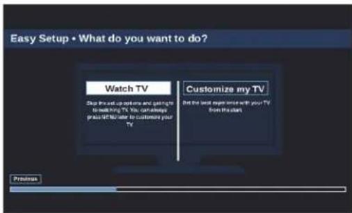 Easy Setup • What do you want to do? Watch TV Stop fresh up options and going to matching TV. You can always press HTML code to customize your TV Customize my TV But the best experience with your TV from the start Previous