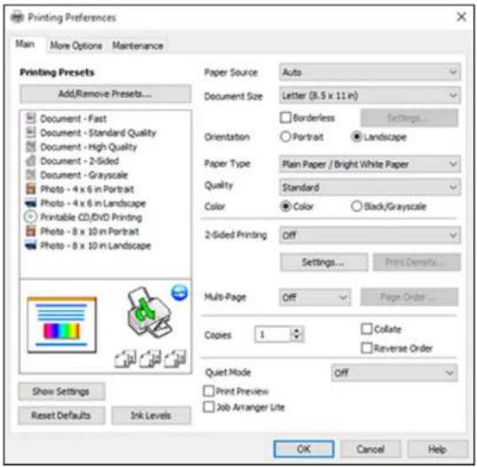 EPSON Expression Premium ET-7750 - SelectPrinterSettings. - 1