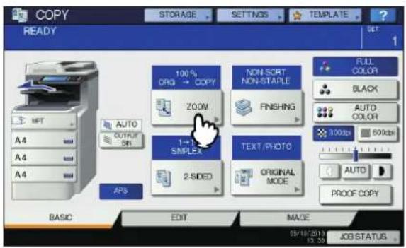 OKI MC780f+ - Press [ZOOM] on the touch panel. - 1