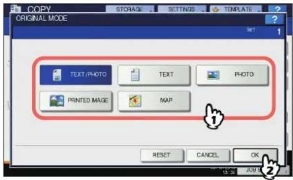 OKI MC780f+ - Select the original mode, and then press [OK]. - 1