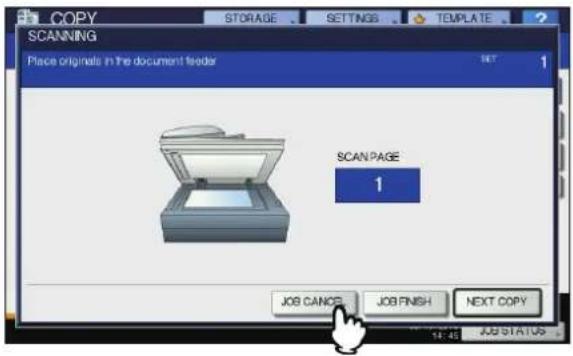 OKI MC780f+ - Press [JOB CANCEL] on the touch panel to stop copying. Press [NEXT COPY] on the touch panel or the [START] button on the control panel to restart. - 1