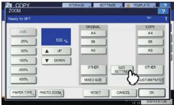 OKI MC780f+ - Press [SIZE SETTING] on the touch panel. - 1