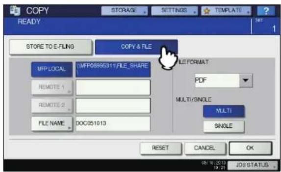 OKI MC780f+ - Press [COPY &amp; FILE] on the touch panel. - 1