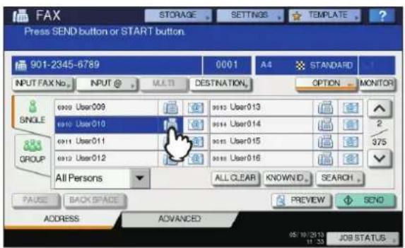 OKI MC780f+ - The page including the entered ID number is displayed. Press the FAX icon ( ) - 1