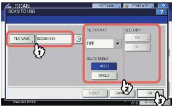 OKI MC780f+ - Define the settings for the new file as required. - 1