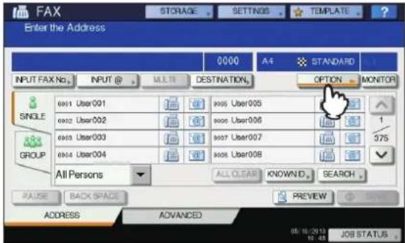 OKI MC780f+ - Press [OPTION] and set the transmission conditions. - 1