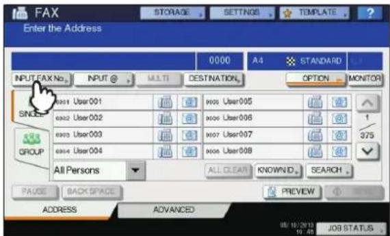 OKI MC780f+ - Press [INPUT FAX No]. - 1