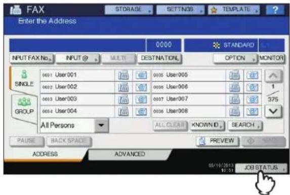 OKI MC780f+ - Press [JOB STATUS]. - 1