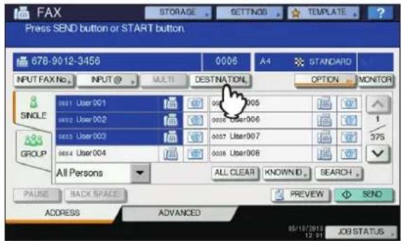 OKI MC780f+ - Press [DESTINATION]. - 1