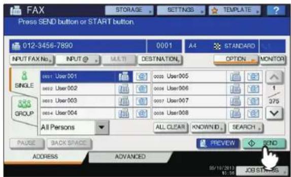 OKI MC780f+ - Press [SEND]. - 1