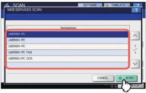 OKI MC780f+ - Select the client that fits your needs, and then press [SCAN]. - 1