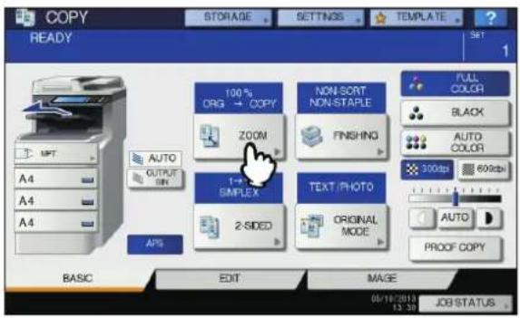 OKI MC780f+ - Press [ZOOM] on the touch panel. - 1