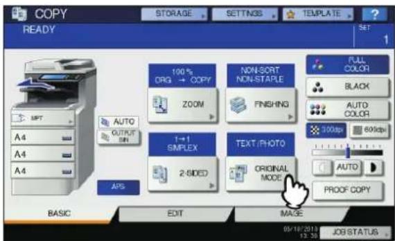 OKI MC780f+ - Press [ORIGINAL MODE] on the touch panel. - 1