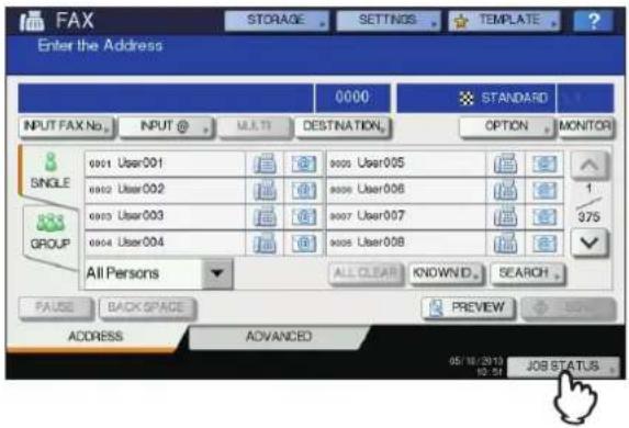 OKI MC780f+ - Press [JOB STATUS]. - 1