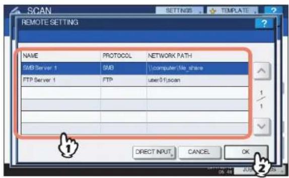 OKI MC780f+ - Select the desired file destination from the list. - 1