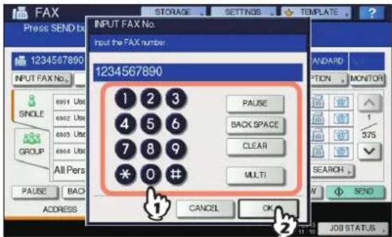 OKI MC780f+ - Key in the recipient's fax number and press [OK]. - 1