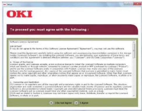 OKI MC780f+ - Read the license agreement and click "I Agree". - 1