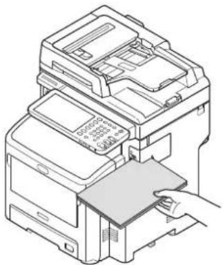 OKI MC780f+ - Insert paper deep into the stapler. Paper is automatically stapled. - 1