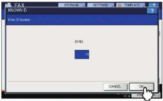 OKI MC780f+ - Key in the desired ID number (1 to 3000) using the digital keys on the control panel, and then press [OK]. - 1