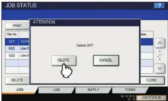 OKI MC780f+ - The confirmation screen for the deletion is displayed. Press [DELETE]. - 1