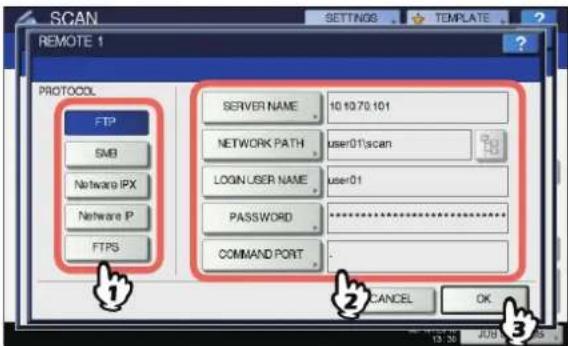 OKI MC780f+ - Select a folder for the remote destination. - 1