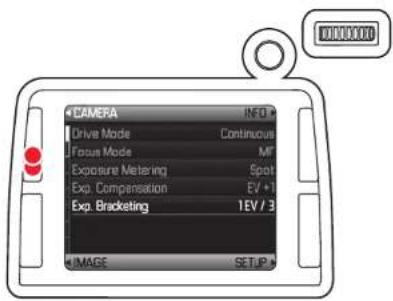CAMERA INFO Drive Mode Continuous Focus Mode MF Exposure Metering Spot Exp. Compensation EV / 1 Exp. Bracketing 1EV / 3 IMAGE SET LPA