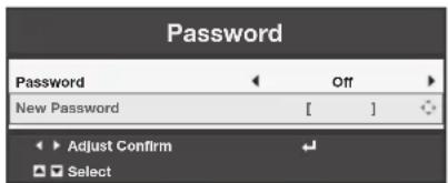 Password Password Off New Password [ ]
