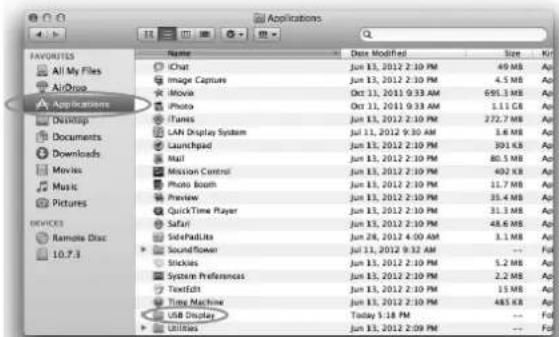 Applications FAVORITES All My Files AirDora Applications Desktop Documents Downloads Movies Music Pictures Device3 Remote Disc 10.7.3 Name Chat Image Capture Movie Photo iTunes LAN Display System Launchpad Mail Mission Control Photo Room Preview QuickTime Player Safari SidePadLite Soundflower Stickles System Preferences TextEdit Time Machine USB Display Utilities Date Modified Jun 13, 2012 2:10 PM Jun 13, 2012 2:10 PM Oct 11, 2011 9:33 AM Oct 11, 2011 9:33 AM Jun 13, 2012 2:10 PM Jul 11, 2012 9:30 AM Jun 13, 2012 2:10 PM Jun 13, 2012 2:10 PM Jun 13, 2012 2:10 PM Jun 13, 2012 2:10 PM Jun 13, 2012 2:10 PM Jun 13, 2012 2:10 PM Jun 13, 2012 2:09 PM Jun 13, 2012 2:09 PM 49 MB 4.5 MB 695.3 MB 1.1 GB 272.7 MB 3.6 MB 301 KB 80.5 MB 400 KB 31.7 MB 35.4 MB 31.3 MB 48.6 MB 3.1 MB 5.2 MB 2.2 MB 15 MB 485 KB Today 5:18 PM Jun 13, 2012 2:09 PM