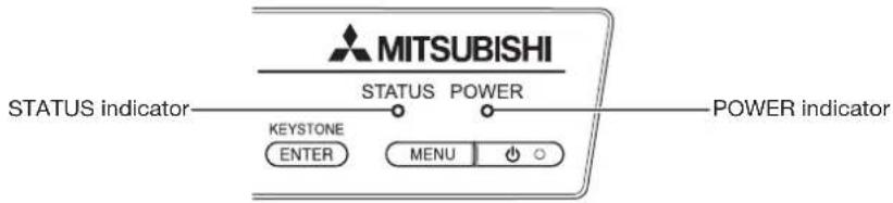 MITSUBISHI STATUS INDICATOR STATUS POWER KEYSTONE ENTER MENU POWER INDICATOR