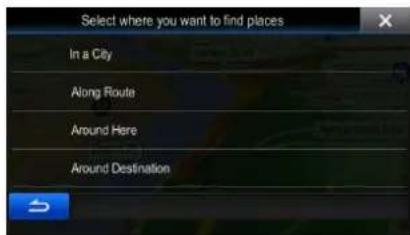 Select where you want to find places In a City Along Route Around Here Around Destination