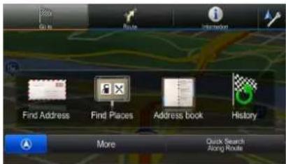 Go in Route Information Find Address Find Pieces Address book History More Quick Search Along Route