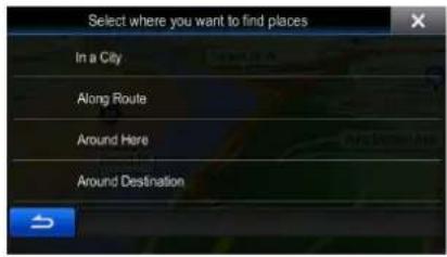 Select where you want to find places In a City Along Route Around Here Around Destination