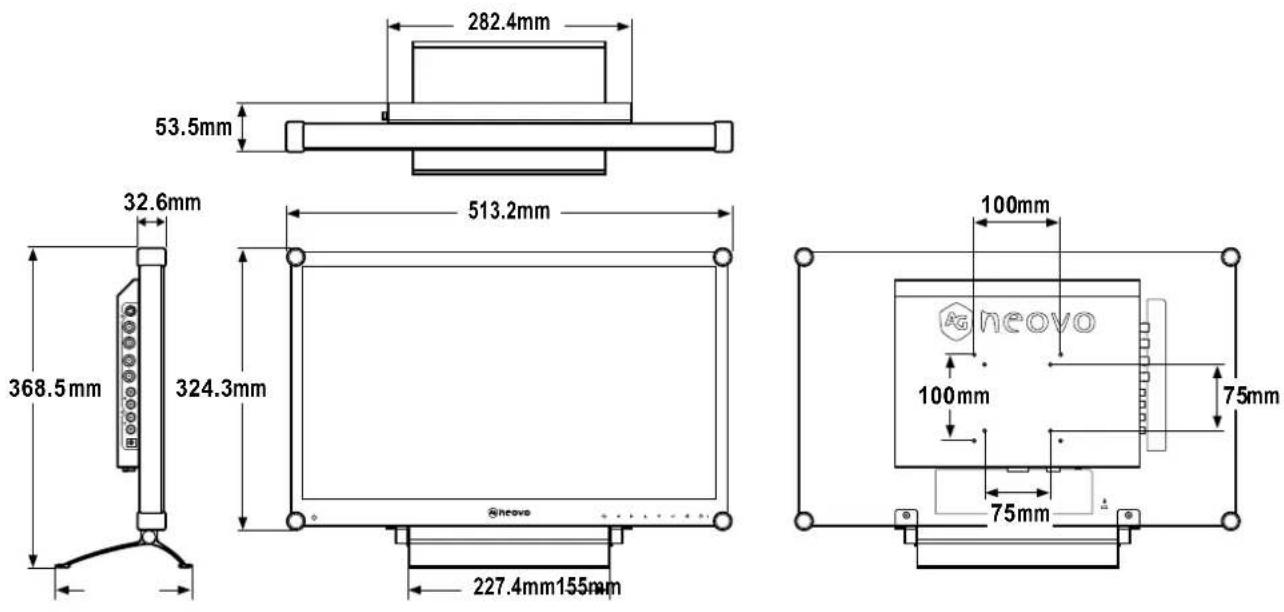 AG Neovo RX-24 - RX-22 Dimensions - 1