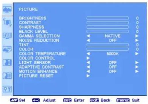 AG Neovo RX-55 - PICTURE MENU - 1