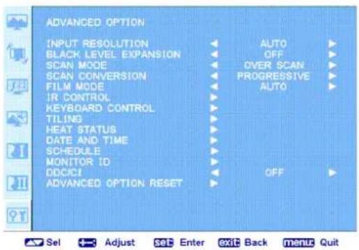 AG Neovo RX-55 - ADVANCED OPTION MENU - 1